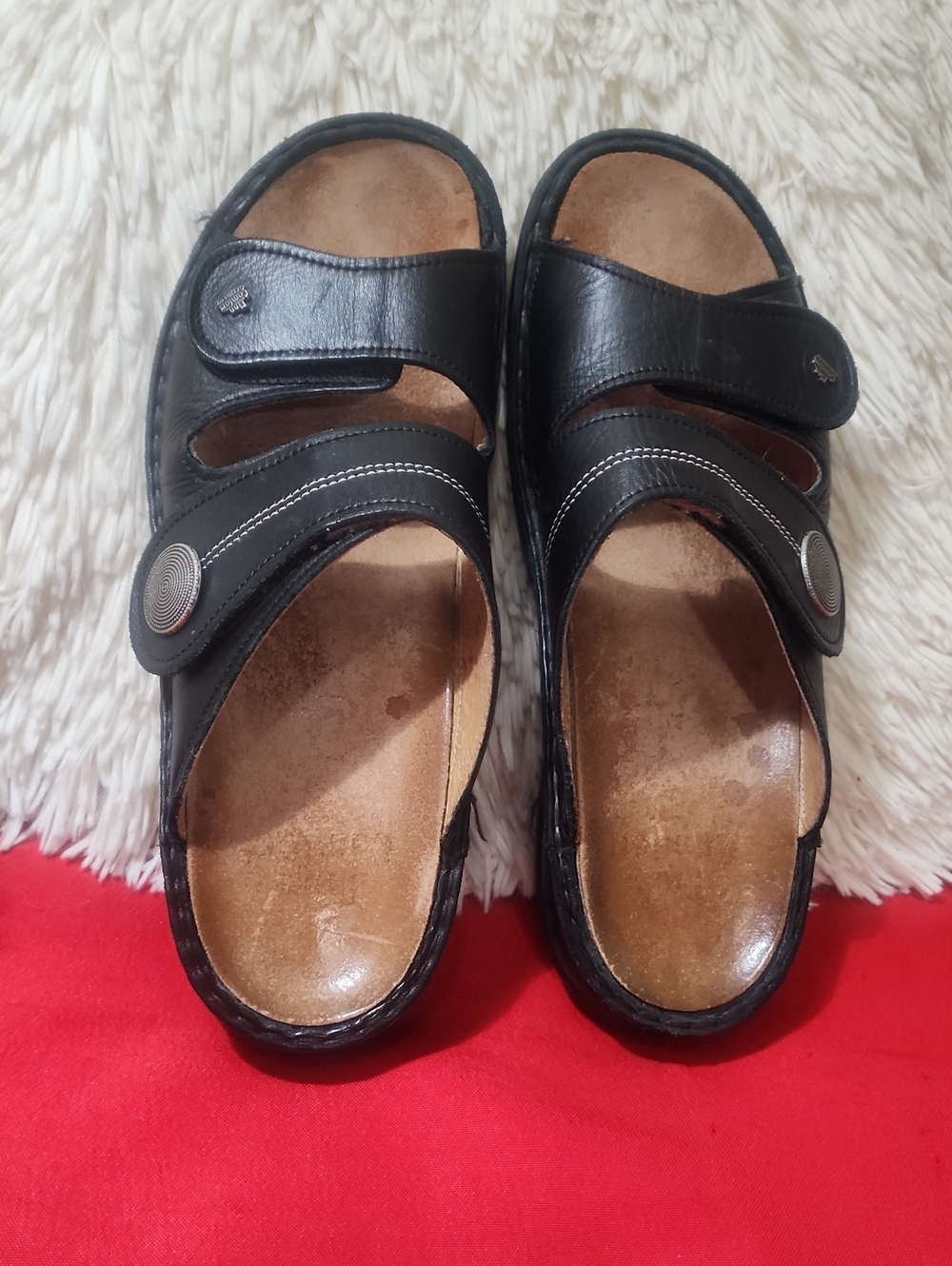 Finn Comfort Sansibar_s Black Slide Sandals with Adjustable Straps